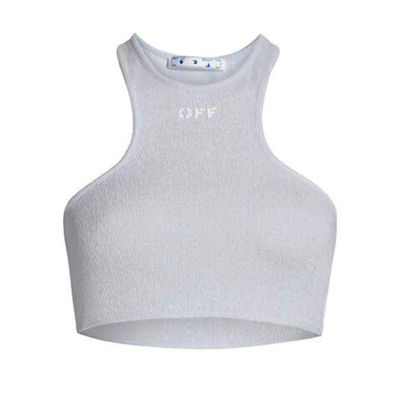 Off-White Ribbed Rowing Cropped Light Blue Top - Picture 4 of 9